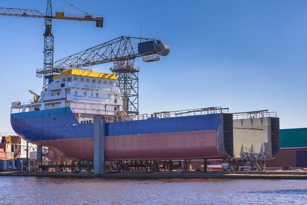 Ship Being Constructed on a Wharf in the Netherlands